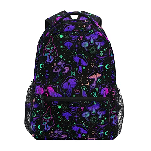 Magic Mushrooms Moon Stars Witch Boho Backpack School Bookbag Lightweight Laptop Backpack for Men Women Kids - color: Mushrooms