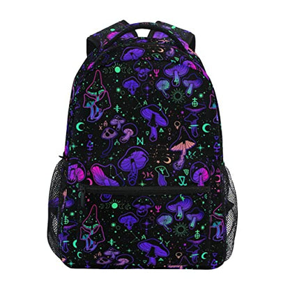 Magic Mushrooms Moon Stars Witch Boho Backpack School Bookbag Lightweight Laptop Backpack for Men Women Kids - color: Mushrooms