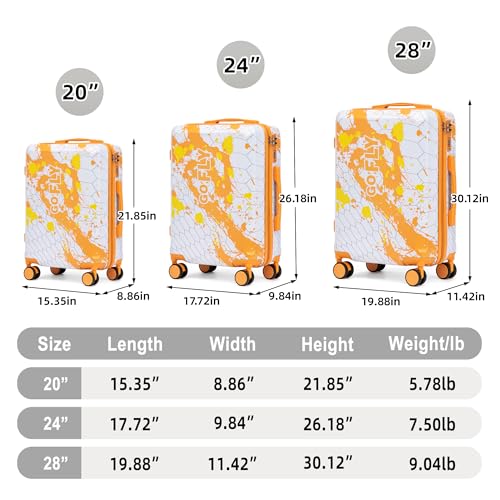 Merax 3 Piece Luggage Set 20/24/28 Inch, PC Carry On Checked Suitcase Sets - color: Orange-PC, style: 20/24/28