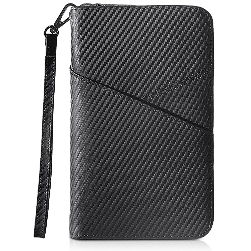 Polare Leather Passport Holder Travel Document Organizer Ticket Holder Case - color: Carbon Black