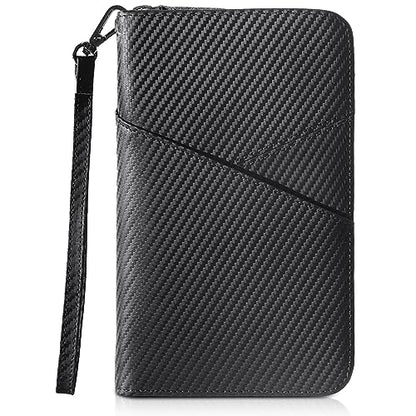 Polare Leather Passport Holder Travel Document Organizer Ticket Holder Case - color: Carbon Black