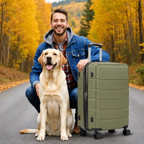 Simple Deluxe 28 Inch Expandable Hardside Carry On with Spinner Wheels & TSA Lock, ABS Hard Shell Lightweight Rolling Luggage Suitcase, Olive Green - color: Olive Green-C, size: 28 inch