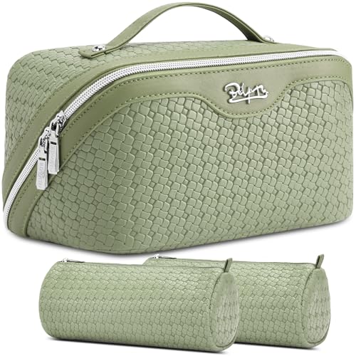 BOYATU Travel Makeup Bag Cosmetic Bags for Women: 3 Pcs Set Make up Bag - color: L51Grass Green