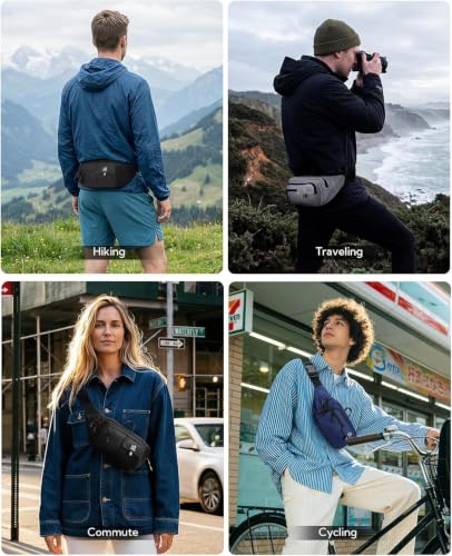 WATERFLY Fanny Pack Waist Bag: 3L Large RFID Anti-Theft with 9 Pockets - color: Navy Blue