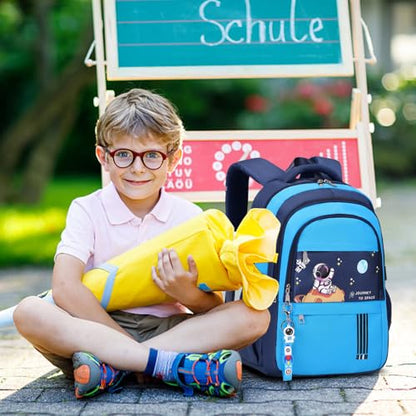 ACESAK Astronaut Backpack for Boys - Boy Backpack Schoolbag with Lunch Bag - color: Dark Blue