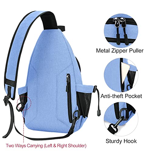 MOSISO Crossbody Sling Bag for Women, Shoulder Backpack, Hiking Daypack Bag - color: Air Blue
