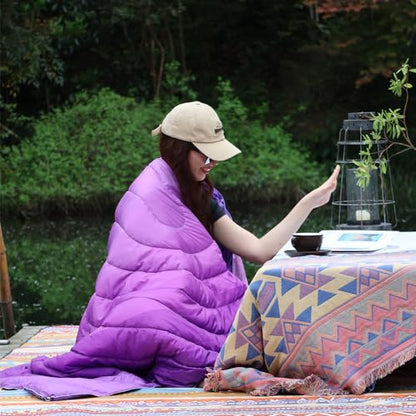 Puffy Camping Blanket Large Camp Blanket Outdoor Camping Quilt - color: Cas-purple, size: 52x75"