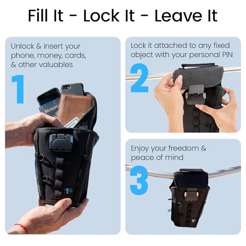Portable Travel Safe Anti-Theft Cut-Resistant Beach Pool Lock Box - color: Black, size: Classic