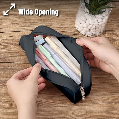 Mr. Pen- Silicone Pencil Case, Aesthetic Pencil Bag for Women, Makeup Pouch - color: Black