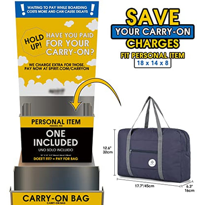 Narway Personal Item Travel Bag, Foldable Carry on Duffle Bag for Women Men - color: AB-Dark Blue