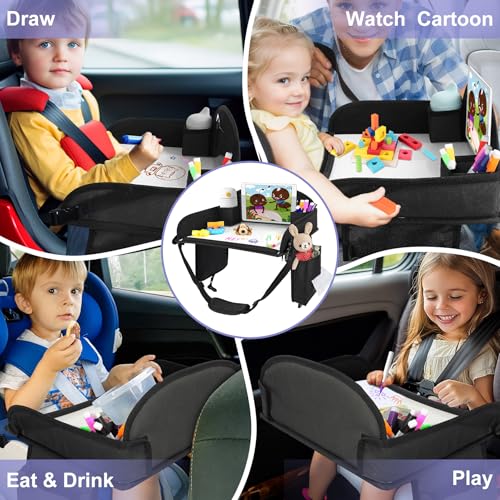 Kids Lap Desk Tray for Road Trip Activities, Portable, Black 2PCS - color: Black-2PCS