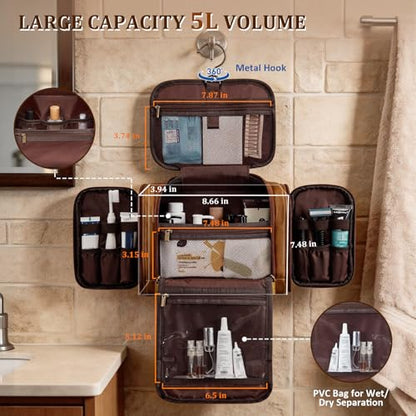 Useful Christmas Birthday Gift for Men Unique Leather Toiletry Bag Q - color: Tawny, style: Q