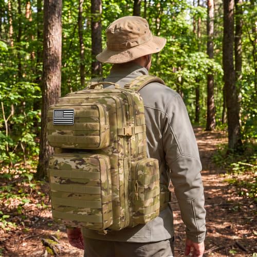 TILYMOL 55L Military Tactical Backpack for Men & Women, Large Assault Pack - color: Yellow Camo