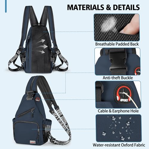 Geestock Convertible Sling Bag Crossbody Backpack for Women Men, Navy Blue - color: Navy Blue, size: Large