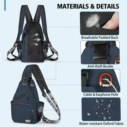 Geestock Convertible Sling Bag Crossbody Backpack for Women Men, Navy Blue - color: Navy Blue, size: Large