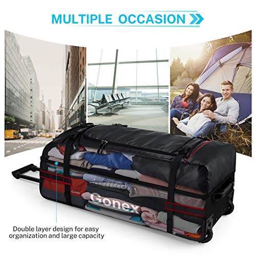 Gonex Rolling Duffle Bag with Wheels, Waterproof PVC Luggage, 33 in, Black - color: Black, size: 33 inch