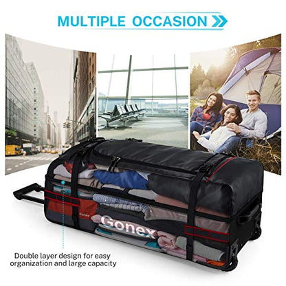 Gonex Rolling Duffle Bag with Wheels, Waterproof PVC Luggage, 33 in, Black - color: Black, size: 33 inch