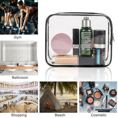 18 Pieces Clear Cosmetics Bag Bulk, TSA Approved Toiletry Bag for Travel, Clear Zippered Cosmetic Makeup Pouch, Waterproof Vinyl Plastic Organizer Case for Vacation Bathroom (Small) - color: 18 Small Black