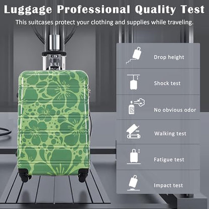 Merax 3-Piece Printed Hardshell Luggage Set,Suitcases with Carry-On,Green - color: Green, size: 3 Piece(20/24/28)
