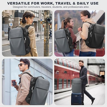 POSO Vacuum Backpack Travel, 60L Expandable Vacuum Seal Backpack with Pump & Laptop Compartment (Fits 17") - color: Grey, size: Vacuum Enabled