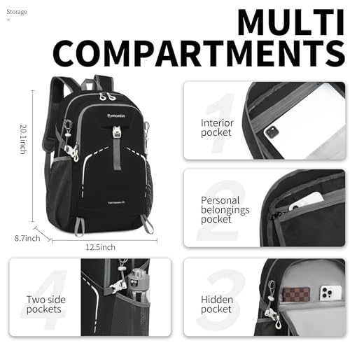 Lightweight Foldable 35L Everyday Backpack, Packable Daypack (Black) - color: 35l-black
