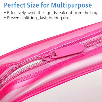 PACKISM Clear Makeup Bag for Travel - TSA Approved Toiletry Bag, Hot Pink - color: Y- Matte Rose Red, size: Medium Set