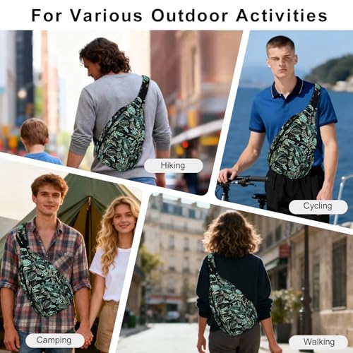 Sling Bag for Women Crossbody Chest Bag Convertible from Left to Right, Water Repellent Gym Backpack, Anit Theft - color: Banana Leaf