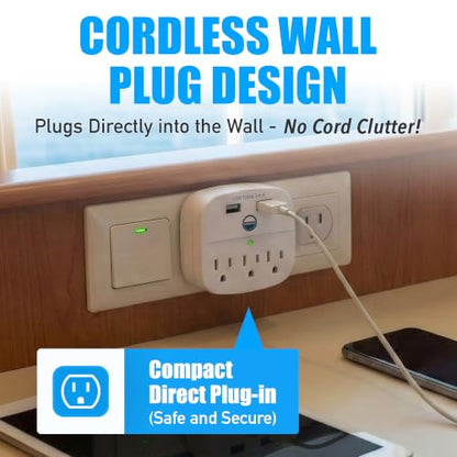 Cruise On Non Surge Cruise Approved Power Strip, Essentials [2 USB, 3 AC] - color: [2 USB, 3 AC]