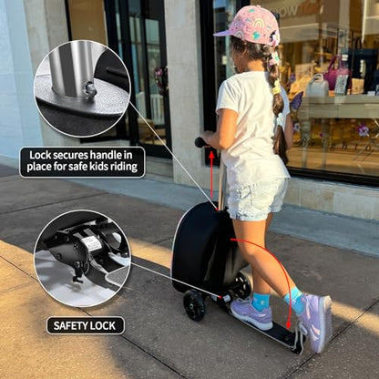 ALVOD Scooter Suitcase for Kids - Scooter Luggage for Kids Lightweight Suitcases with LED Light Wheels - style: Pink Style
