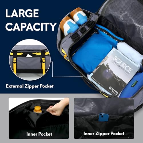 Haimont Heavy Duty Convertible Travel Duffel Backpack, Grey, 60L - color: Grey, size: 60L