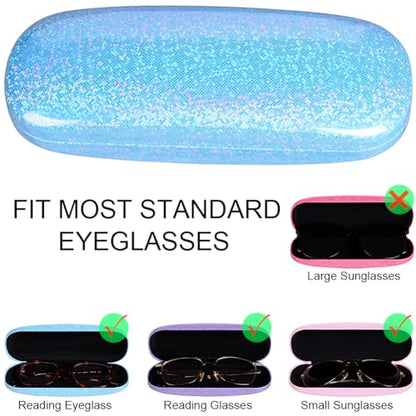 ADBGV 3Pcs Unisex Hard Shell Eyeglasses Cases, Protective Case For Glasses,Sunglasses Case with Cleaning Cloth - color: A_blue+purple+roseo