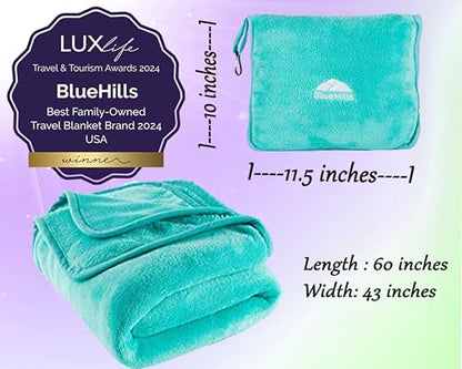 BlueHills Premium Soft Travel Blanket Pillow Warm Comfort Throw, Teal Green - color: Teal-1pk-t006
