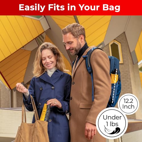 TUMELLA Reverse Folding Windproof Umbrella, Large 46", Strong & Light - color: O. Yellow Black