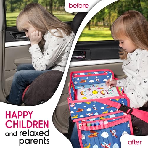 Kids Car Seat Travel Tray, Car Table & Lap Desk – Airplanes - color: AIRPLANE
