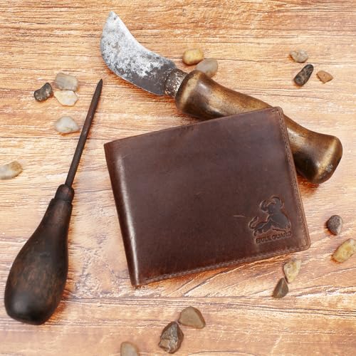 Mens RFID Blocking Bifold Wallet Supple Top Grain Leather Secure and Durable Extra Capacity Billfold with 11 Credit Cards Slots, Flip Up ID, Tight Stitching, Quick Thumb Push Access in Grizzly Brown - color: Wild Grizzly Brown