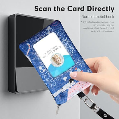 Small Lanyard Wallet with ID Window Minimalist Nylon Zipper Lanyard Pouch - color: Cat