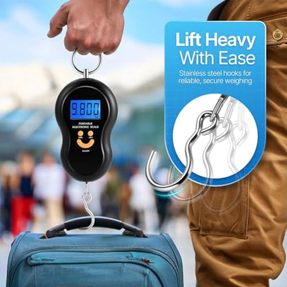 Flexzion Digital Fish Scale & Luggage Weight Scale with Hook, 110 lb/50 kg