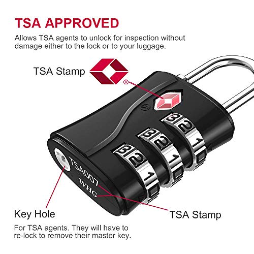 ZHEGE TSA Locks for Luggage, 3 Dial Zipper Travel Lock (Rose Gold, 2 Pack) - color: Rose Gold, 2Pack