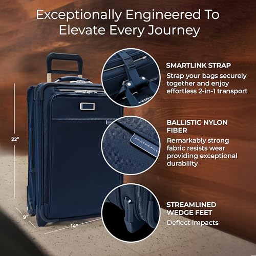 Briggs & Riley Baseline Essential 2-Wheel Softside Carry-On, Navy - color: Navy, size: 22" Carry-On
