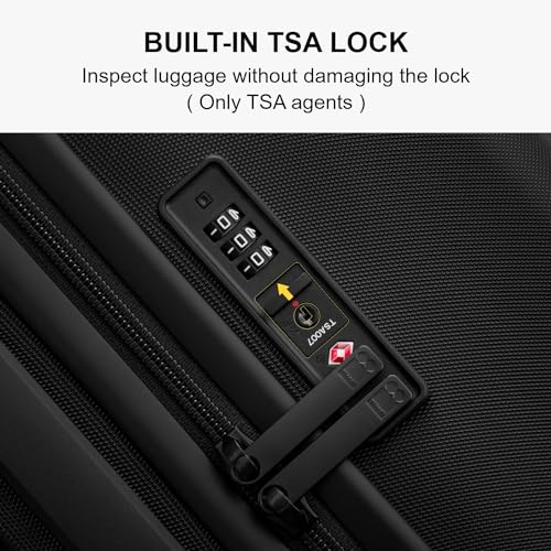 LEVEL8 Trunk Luggages, Large Suitcase 28 Inch Luggage with Spinner Wheels, Luminous Textured Checked Lightweight Hard Shell with Tsa Lock, Black - color: Black, size: Trunk 28 Inch