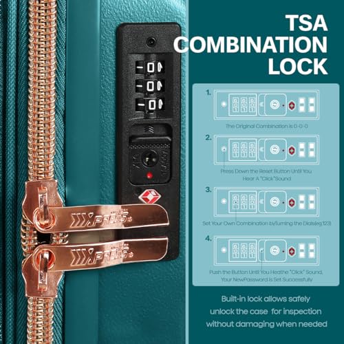 29" Luggae,Expandable,PC Hardshell Suitcases w/TSA LOCK - color: TEAL, size: 29 inch Single Piece