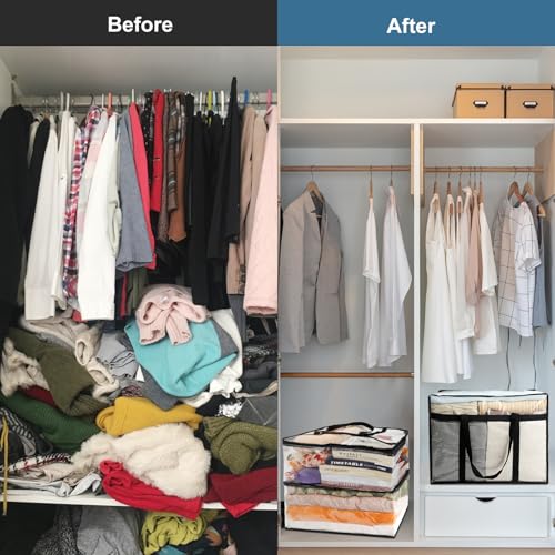 6Pack Clear Blanket Storage Bags Comforter Clothes Storage Moving Bag, 60L - size: 6X60L