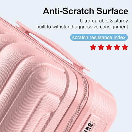 MGB Hardside Carry On Luggage 22x14x9 Airline Approved, Scratch Resistant - color: Pink, size: 20 Inch - Carry-on