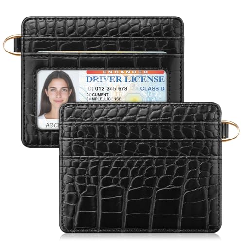 Slim Credit Card Holder Crocodile Wallet Women Thin Wallets - color: A Black