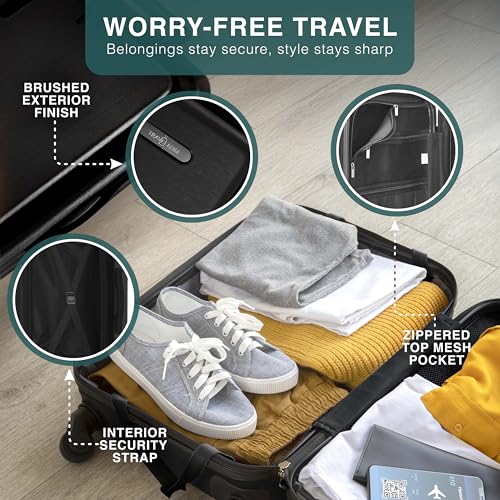 TRAVELARIM 24 Inch Checked Luggage with Spinner Wheels, Medium Suitcase - color: Black, size: Medium 24-Inch Checked