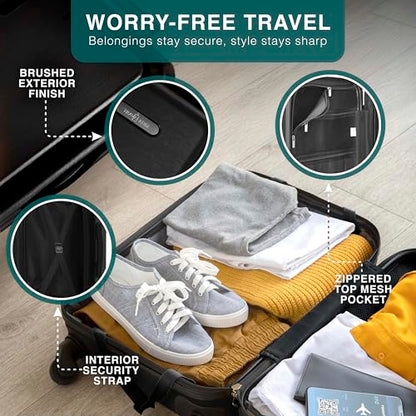 TRAVELARIM Luggage Sets 2 Piece, 24 Inch Suitcase and 28 Inch Luggage with Spinner Wheels, Durable Hard Shell Suitcase Set, Expandable Travel Suitcases with Wheels, Black - color: Black, size: 2 Piece Set (24"/28")