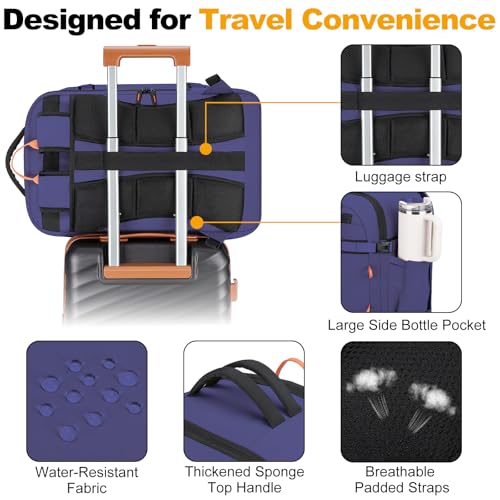 40L Travel Backpack 17.3" Laptop Carry On Duffel Flight Approved - color: Blue