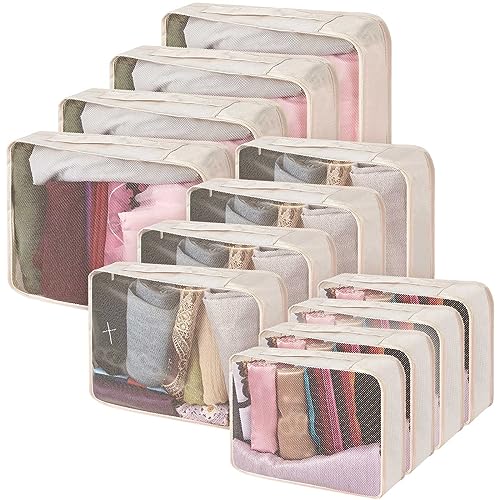 Silkfly 12 Pcs Packing Cubes for Travel,XL, L, M,Classic,Light Khaki - color: Light Khaki, size: XL, L, M, style: Classic