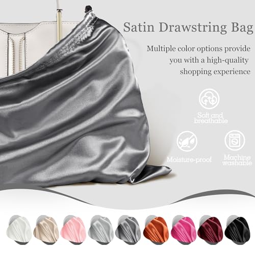 P Pothuiny 2 Pcs Satin Dust Bags for Handbags - color: Gray
