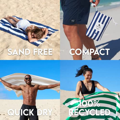 Dock & Bay Beach Towel - Quick Dry, Sand Free - Compact, Lightweight - 100% Recycled - Includes Bag - Cabana - Cancun Green - Extra Large (200x90cm, 78x35) - color: Cabana - Cancun Green, size: Extra Large (200x90cm, 78x35")
